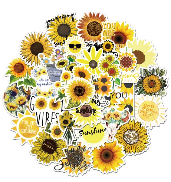 

50pcs sunflower you are my sunshine sticker non-random graffiti car bike luggage sticker lapskateboard motor water bottle vinyl decal