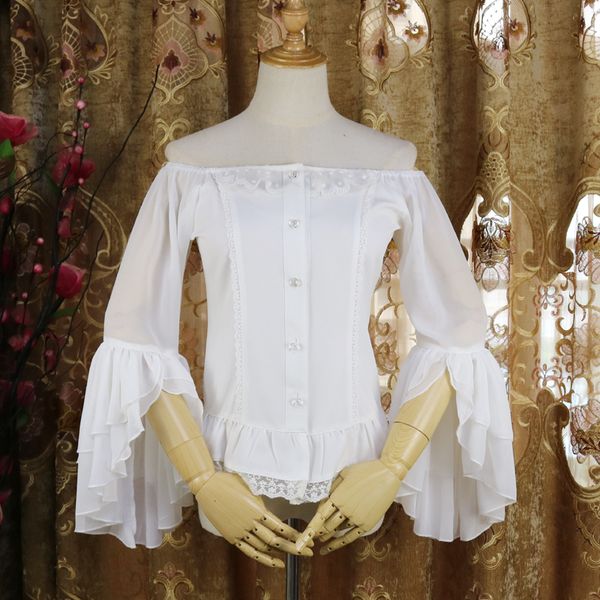 vintage lolita dress women chiffon shirt transparent flared sleeves shirts summer girl slim victorian lolita blouse, White
vintage lolita dress women chiffon shirt transparent flared sleeves shirts summer girl slim victorian lolita blouse, White
