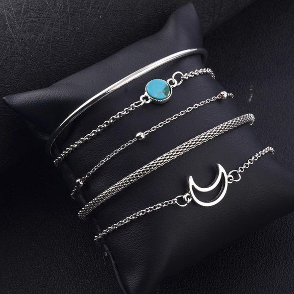 5 pcs/set women fashion moon gem beaded chain open bracelet set boho charm beach bangle bracelets gift accessories, Black
5 pcs/set women fashion moon gem beaded chain open bracelet set boho charm beach bangle bracelets gift accessories, Black