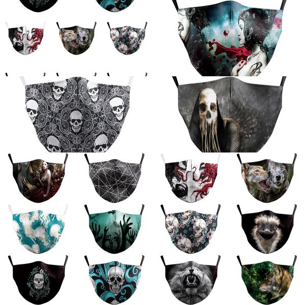 face cartoon lion skull print animal masks mouth reusable washable fabric mask prote vyrs1