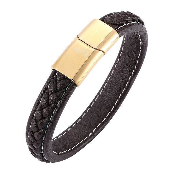 charm bracelets vintage men jewelry accessories brown leather bracelet gold stainless steel magnetic clasp punk male wristband sp0215, Golden;silver
charm bracelets vintage men jewelry accessories brown leather bracelet gold stainless steel magnetic clasp punk male wristband sp0215, Golden;silver