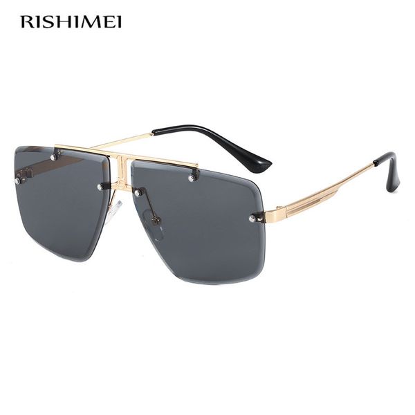 Men and women personality fashion rimless sunglasses retro classic sunglasses, White;black