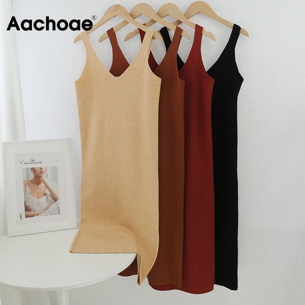 aachoae lady solid v neck spaghetti strap dress backless knee length knitted dress straight base casual dresses vestito da donna, Black;gray
aachoae lady solid v neck spaghetti strap dress backless knee length knitted dress straight base casual dresses vestito da donna, Black;gray
