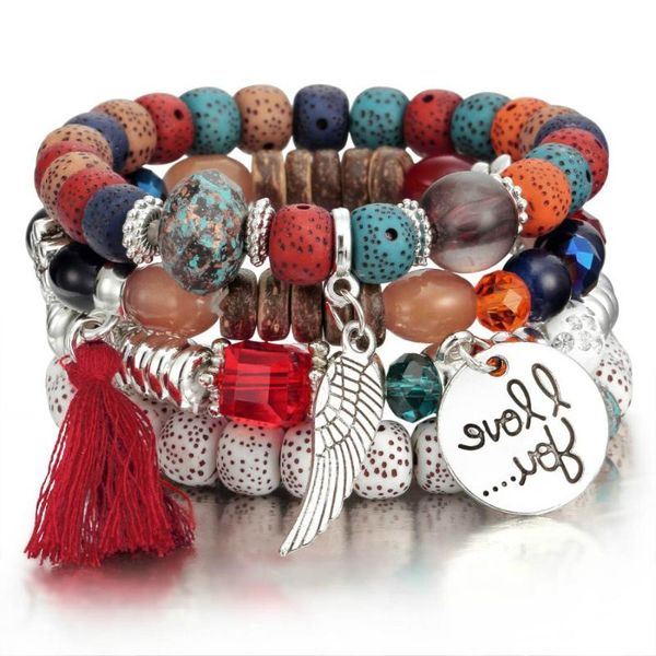 fashion charms beaded bracelets for women bohemian colorful lava stone beads tassel bracelets and bangles, Golden;silver
fashion charms beaded bracelets for women bohemian colorful lava stone beads tassel bracelets and bangles, Golden;silver