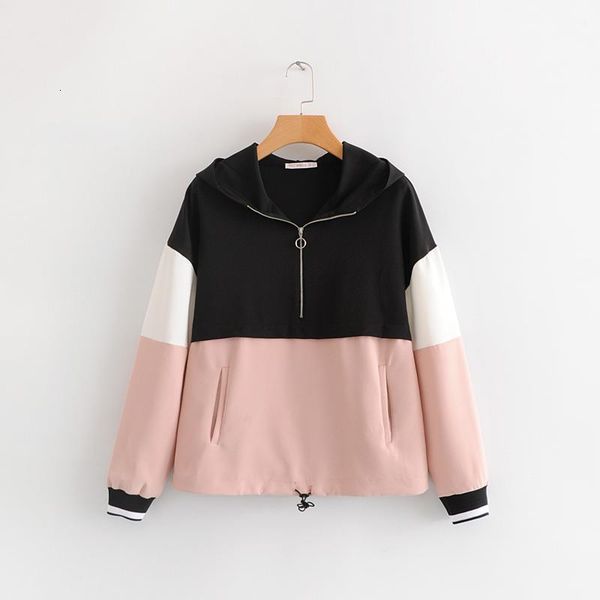 women vintage color matching patchwork casual hooded sweatershirts ladies zipper oversized hoodies brand pockets chic h047, Black
women vintage color matching patchwork casual hooded sweatershirts ladies zipper oversized hoodies brand pockets chic h047, Black