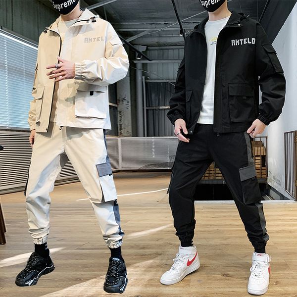 running sets autumn men tracksuit pockets zipper fitness casual suit long sleeve jacket+ trousers 2pcs fashion mens sportswear suits, Black;blue
running sets autumn men tracksuit pockets zipper fitness casual suit long sleeve jacket+ trousers 2pcs fashion mens sportswear suits, Black;blue