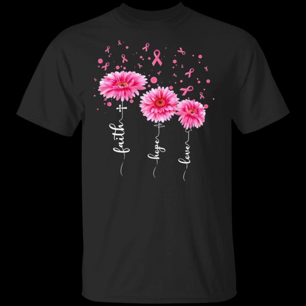 официальный розовый цветок маргаритки breast cancer awareness t-shirt black-navy мужчины-женщины