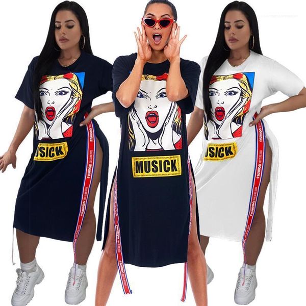 blouse dresses designer short sleeve dresses fashion designer letter printed dress panelled split crew neck dresses casual ladies, White;black 
blouse dresses designer short sleeve dresses fashion designer letter printed dress panelled split crew neck dresses casual ladies, White;black