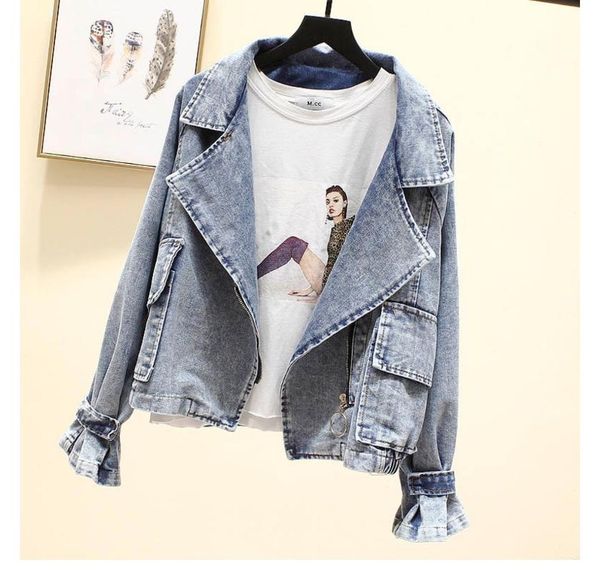 2020 spring new korean wash vintage zipper casual denim women plus size loose black jeans jacket ladies student outerwear, Black;brown
2020 spring new korean wash vintage zipper casual denim women plus size loose black jeans jacket ladies student outerwear, Black;brown