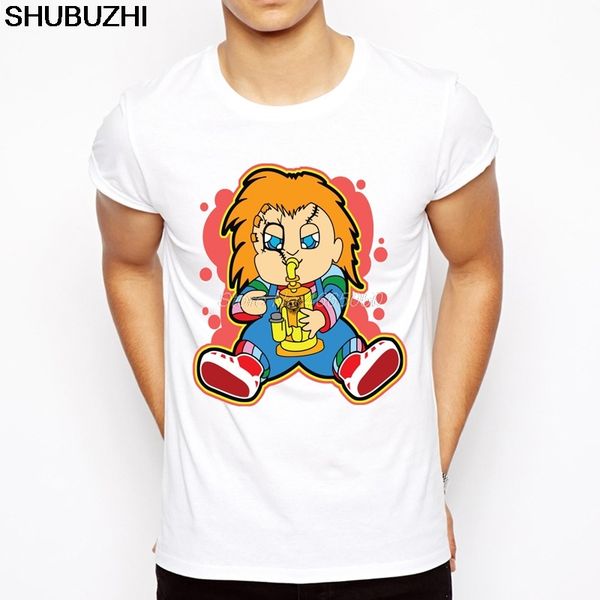 chucky t shirt men cartoon cool funny white tshirt print t-shirt men on saturday night euro size