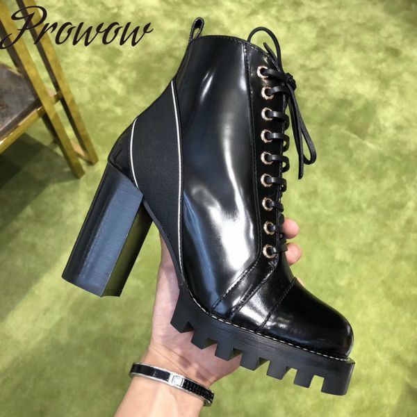 ollymurs genuine leather round toe platform strips chunky heel autumn winter boots shoes women lace up boots, Black
ollymurs genuine leather round toe platform strips chunky heel autumn winter boots shoes women lace up boots, Black