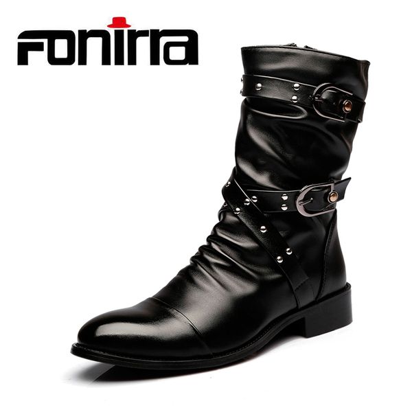 fonirra knee high men booties leather motorcycle boots mid-calf combat boots rivet army autumn male shoes 609, Black
fonirra knee high men booties leather motorcycle boots mid-calf combat boots rivet army autumn male shoes 609, Black