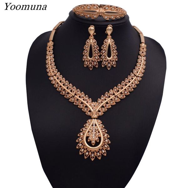 fashion dubai gold jewelry sets flower shape crystal necklace bracelet ring earring bridal wedding jewelry accessories, Silver
fashion dubai gold jewelry sets flower shape crystal necklace bracelet ring earring bridal wedding jewelry accessories, Silver