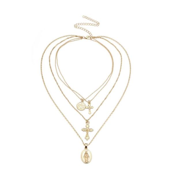 chains retro exaggerated personality, stylish multi-layered item, simple virgin cross pendant necklace, Silver
chains retro exaggerated personality, stylish multi-layered item, simple virgin cross pendant necklace, Silver