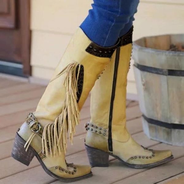 vintage women's tassel boots square head low-heeled western rodeo boots slip-on comfy plus size 43 shoes gothic punk style, Black
vintage women's tassel boots square head low-heeled western rodeo boots slip-on comfy plus size 43 shoes gothic punk style, Black
