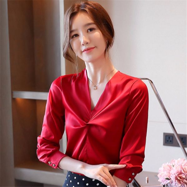women's blouses & shirts korean silk women woman satin blouse shirt long sleeve plus size office lady v neck white
women's blouses & shirts korean silk women woman satin blouse shirt long sleeve plus size office lady v neck white