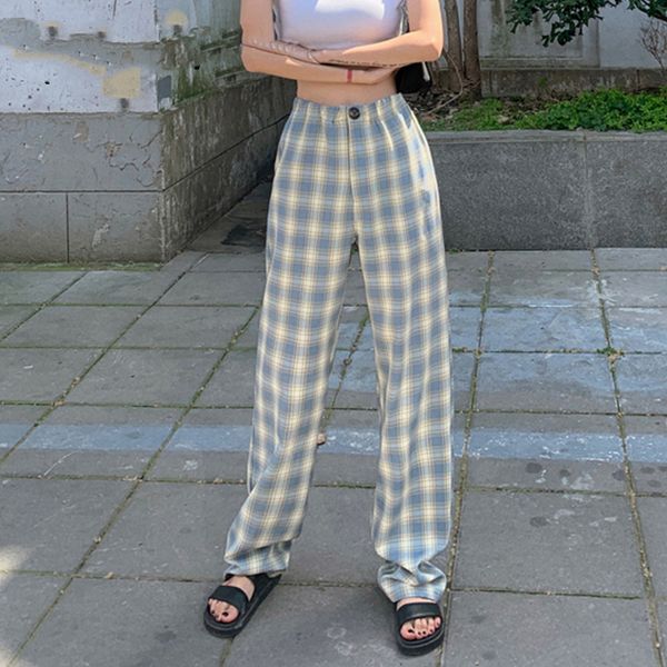 plaid pants women streetwear checkerboard high waist straight pants female casual full length elastic waist blue pants, Black;white
plaid pants women streetwear checkerboard high waist straight pants female casual full length elastic waist blue pants, Black;white