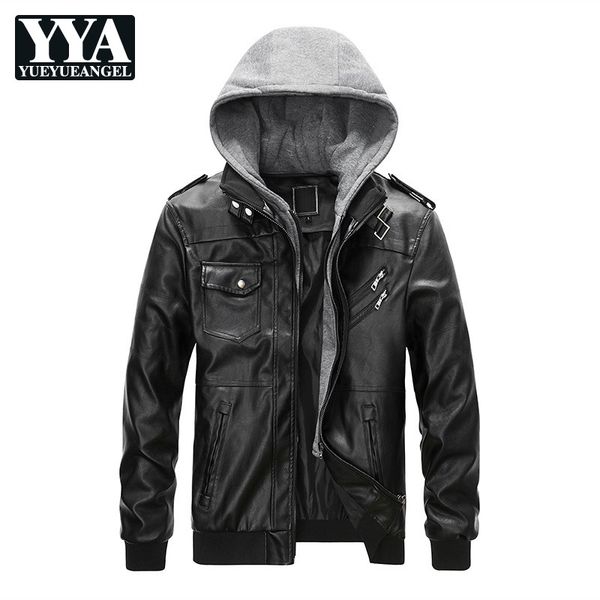 black biker motor pu leather jacket men multi-pocket zipper hooded casual coat autumn winter loose long sleeve jacket 
black biker motor pu leather jacket men multi-pocket zipper hooded casual coat autumn winter loose long sleeve jacket
