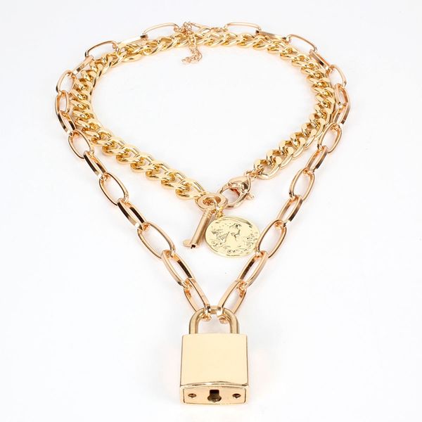 duftgold new exaggerated punk gold coin key lock pendant necklaces multi-layer crude chain necklaces for party women jewelry, Silver
duftgold new exaggerated punk gold coin key lock pendant necklaces multi-layer crude chain necklaces for party women jewelry, Silver