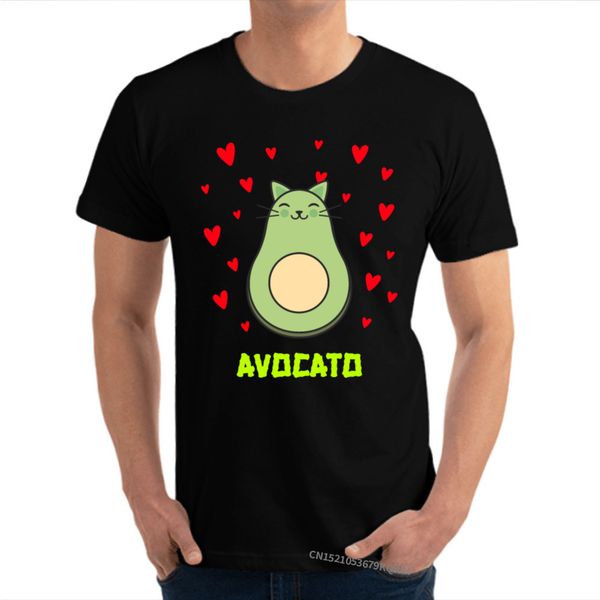 summer t shirt avocado cats with hearts camisas 100% cotton men t-shirt personalized clothing shirt for male