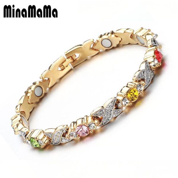 new design gold color white pink colorful crystal magnetic bracelets for women health link chain bracelets jewelry gift, Black
new design gold color white pink colorful crystal magnetic bracelets for women health link chain bracelets jewelry gift, Black