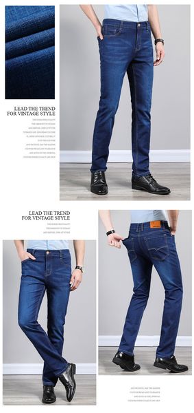 the blue men jeans men's business casual pants straight loose elastic thin section linye974 
the blue men jeans men's business casual pants straight loose elastic thin section linye974