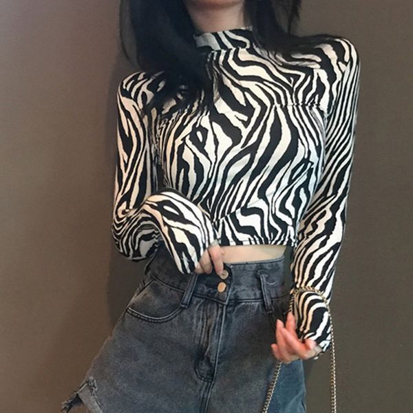 women's t-shirt fashion high street ladies zebra leopard animal printed shirts women turtleneck slim long sleeve stretch female, White
women's t-shirt fashion high street ladies zebra leopard animal printed shirts women turtleneck slim long sleeve stretch female, White