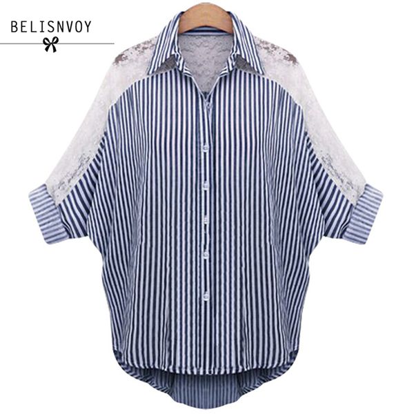women's blouses & shirts l-5xl 6xl plus size women clothing 2021 autumn lace shirt turn down collar striped female batwing sleeve blus, White
women's blouses & shirts l-5xl 6xl plus size women clothing 2021 autumn lace shirt turn down collar striped female batwing sleeve blus, White