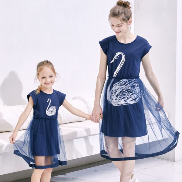 outfits summer mother dresses printed swan dress mom and daughter holiday family matching clothes, Blue
outfits summer mother dresses printed swan dress mom and daughter holiday family matching clothes, Blue