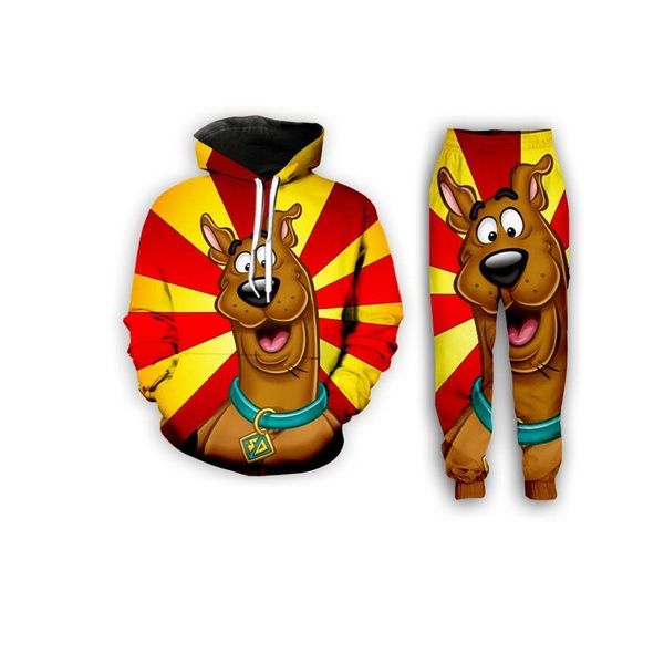 new fashion mens/womens cartoon scooby doo funny 3d print hoodie+pants s48, Gray