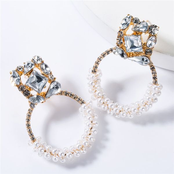 earings fashion jewelry 2020 european exaggerated square rhinestone imitation pearl ring women's retro party earrings, Silver
earings fashion jewelry 2020 european exaggerated square rhinestone imitation pearl ring women's retro party earrings, Silver