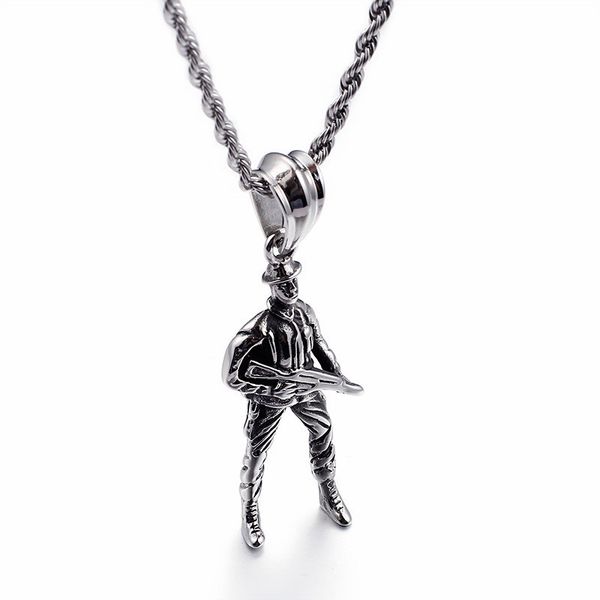 unique soldier necklace men's stainless steel soldier warrior with gun pendant 60cm long chain necklace male rock jewelry, Silver
unique soldier necklace men's stainless steel soldier warrior with gun pendant 60cm long chain necklace male rock jewelry, Silver