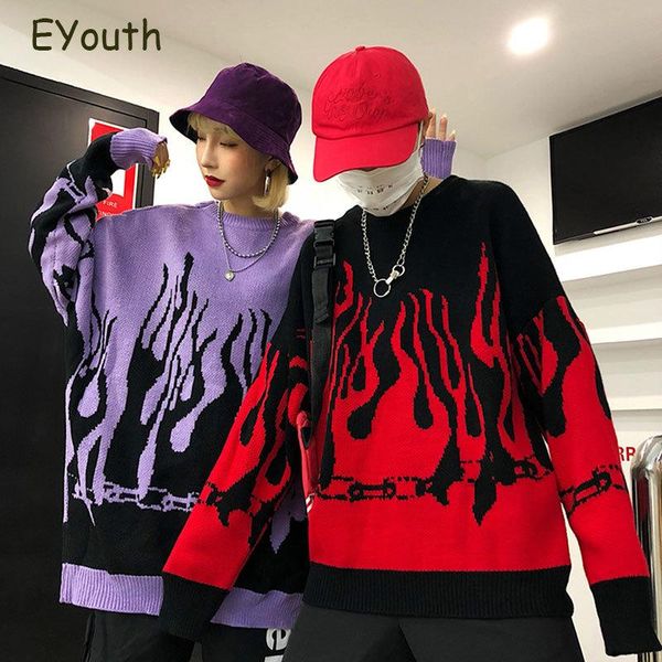 couple sweater harajuku hip hop flame fire sweaters knit 2020 autumn winter man women outfits loose pullover fashion unisex, White;black
couple sweater harajuku hip hop flame fire sweaters knit 2020 autumn winter man women outfits loose pullover fashion unisex, White;black