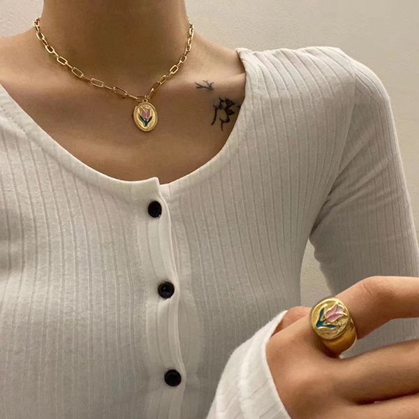 earrings & necklace 2021 korean metal chain choker jewelry set elegant opal drop glaze flower ring bracelet for women delicate oorbellen, Silver
earrings & necklace 2021 korean metal chain choker jewelry set elegant opal drop glaze flower ring bracelet for women delicate oorbellen, Silver