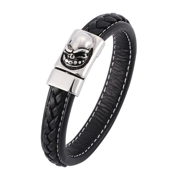 charm bracelets terror skull men's black braided leather fashion stainless steel magnetic clasp bracelet 7-sp0355, Golden;silver
charm bracelets terror skull men's black braided leather fashion stainless steel magnetic clasp bracelet 7-sp0355, Golden;silver