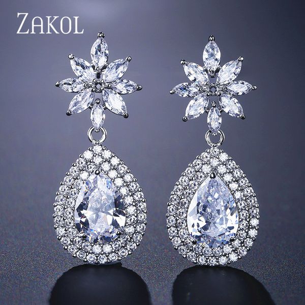 zakol nickle fashion water drop crystal zirconia dangle earrings for women shinny flower bridal wedding jewelry fsep4031, Silver
zakol nickle fashion water drop crystal zirconia dangle earrings for women shinny flower bridal wedding jewelry fsep4031, Silver