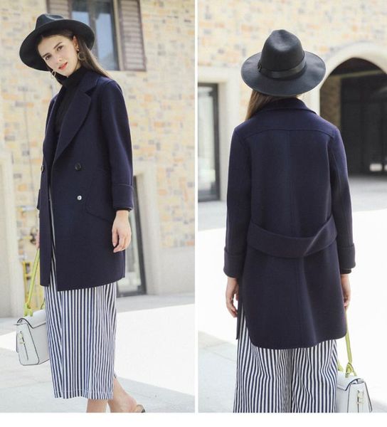 women's wool & blends autumn winter double breasted coat women european sweety red trench for overcoat long sleeve lx1919, Black
women's wool & blends autumn winter double breasted coat women european sweety red trench for overcoat long sleeve lx1919, Black