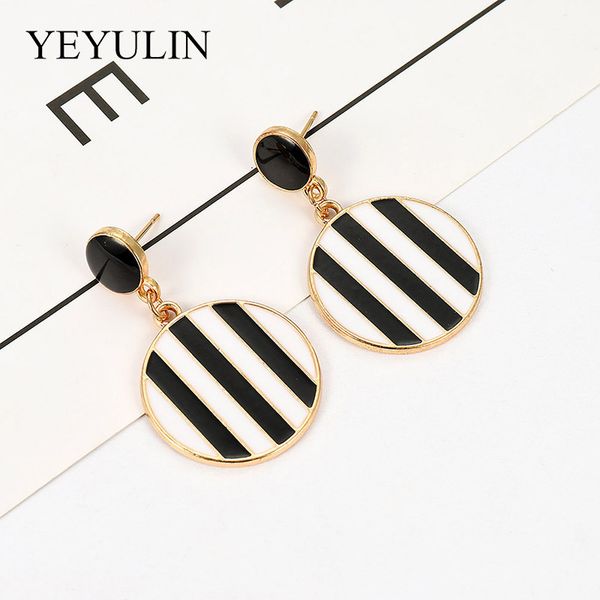 women exaggerated large circular multiple spelling pattern ear drop black bohemian style white stripes plate earrings, Silver
women exaggerated large circular multiple spelling pattern ear drop black bohemian style white stripes plate earrings, Silver