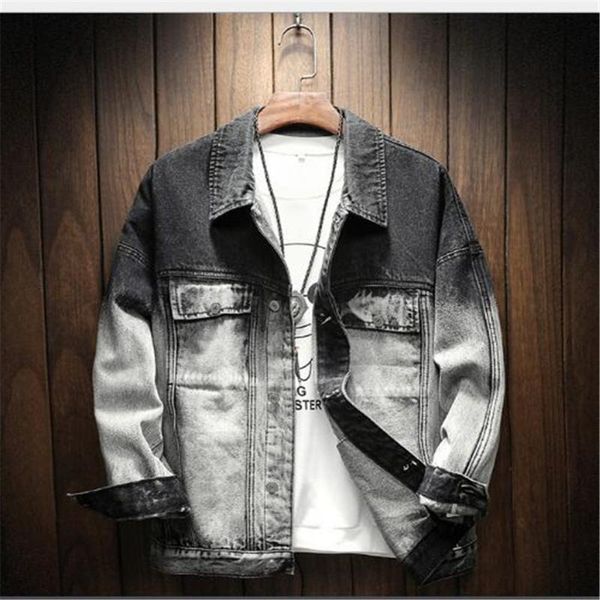 men's jackets spring autumn japan and south korea tide loose denim jacket gradient men jeans coat outwear, Black;brown
men's jackets spring autumn japan and south korea tide loose denim jacket gradient men jeans coat outwear, Black;brown