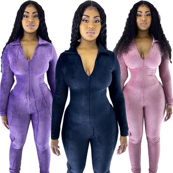 fashion velvet women jumpsuits casual solid color zip lapel neck skinny women rompers autumn women clothes, Black;white
fashion velvet women jumpsuits casual solid color zip lapel neck skinny women rompers autumn women clothes, Black;white