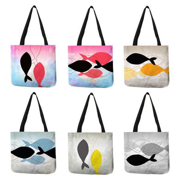 fashion nordic style fish print tote bag linen reusable shopping bags with print travel beach bags portable pouch
fashion nordic style fish print tote bag linen reusable shopping bags with print travel beach bags portable pouch