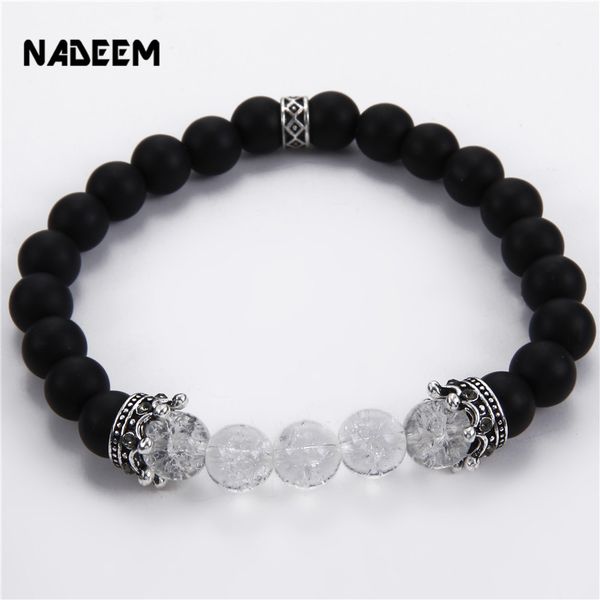 nadeem double crown charm bracelets for men black matte stone bead bracelet bangle jewelry gift pulsera hombres, Golden;silver
nadeem double crown charm bracelets for men black matte stone bead bracelet bangle jewelry gift pulsera hombres, Golden;silver