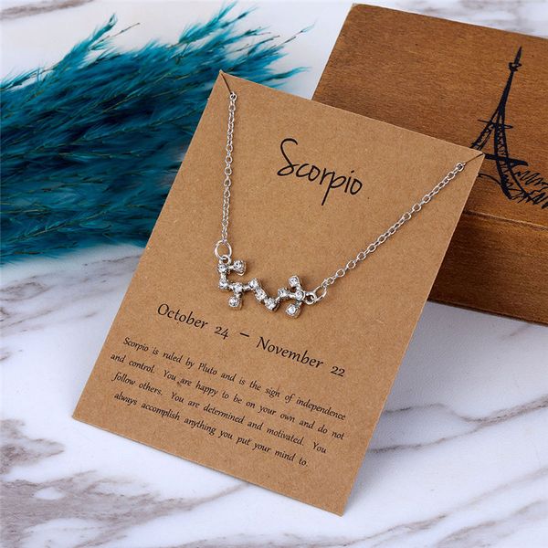 female elegant shiny crystal constellation necklace simple star sign pendants short chain choker necklaces for women jewelry, Silver 
female elegant shiny crystal constellation necklace simple star sign pendants short chain choker necklaces for women jewelry, Silver