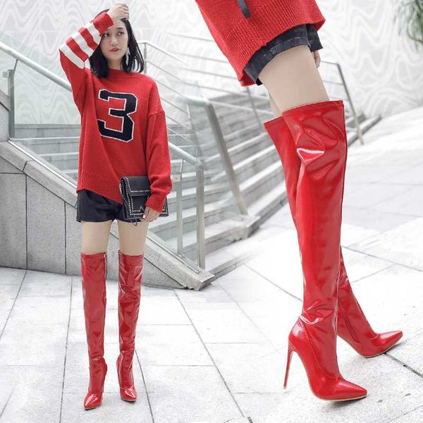 ins women over-the-knee boots patent leather thin high heels side zipper european and american women winter boots fashion, Black
ins women over-the-knee boots patent leather thin high heels side zipper european and american women winter boots fashion, Black