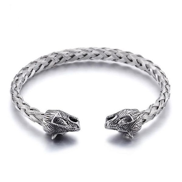 bangle 316l stainless steel biker wolf skull end open rope cable-wire chain bracelet men's punk jewelry, Black
bangle 316l stainless steel biker wolf skull end open rope cable-wire chain bracelet men's punk jewelry, Black