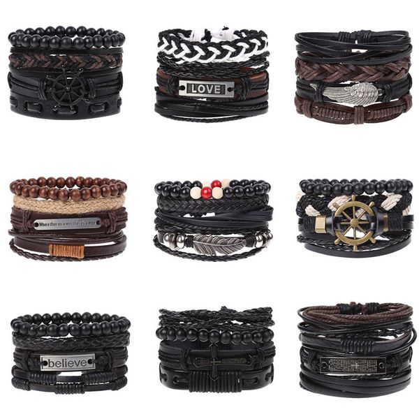 4pcs/ set braided leather men women bracelets vintage wooden beads rudder cross ethnic wristbands hope believe bracelet, Golden;silver
4pcs/ set braided leather men women bracelets vintage wooden beads rudder cross ethnic wristbands hope believe bracelet, Golden;silver