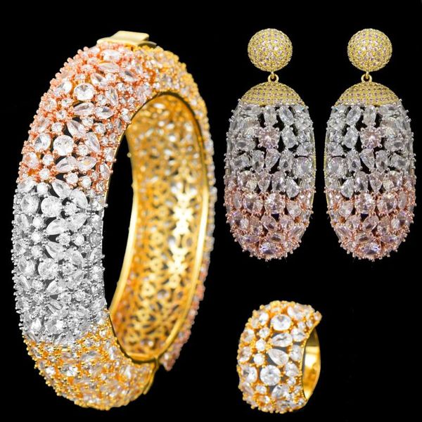 godki big luxury 3pcs earring bangle ring sets for women wedding cubic zircon crystal engagement dubai bridal jewelry sets 2020, Silver
godki big luxury 3pcs earring bangle ring sets for women wedding cubic zircon crystal engagement dubai bridal jewelry sets 2020, Silver
