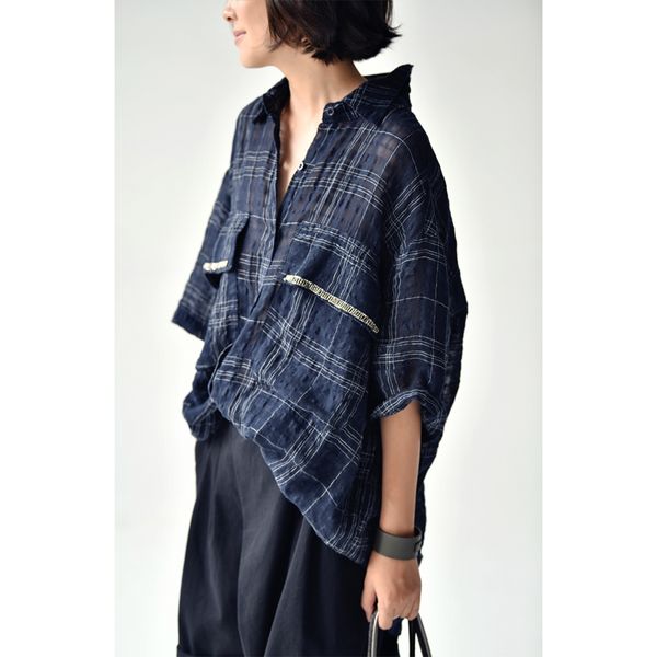 women's blouses & shirts micoco c8199c plaid loose and thin shirt, White
