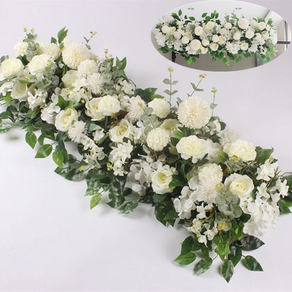 Image of 50/100cm DIY Wedding Artificial Rose Flower Row Wall Arrangement Supplies Artificial Flower Row Decor Wedding Iron Arch Backdrop Cl200919