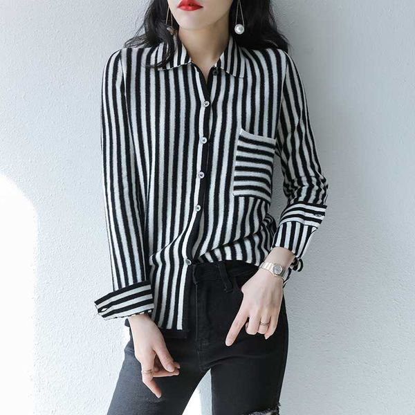 women's knits & tees 100% wool boutique knitted cardigan jacket women 2021 spring shirt-style inner sweater vertical stripe bottoming s, White
women's knits & tees 100% wool boutique knitted cardigan jacket women 2021 spring shirt-style inner sweater vertical stripe bottoming s, White